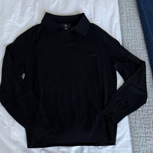 Banana Republic Black Collared Knit Top